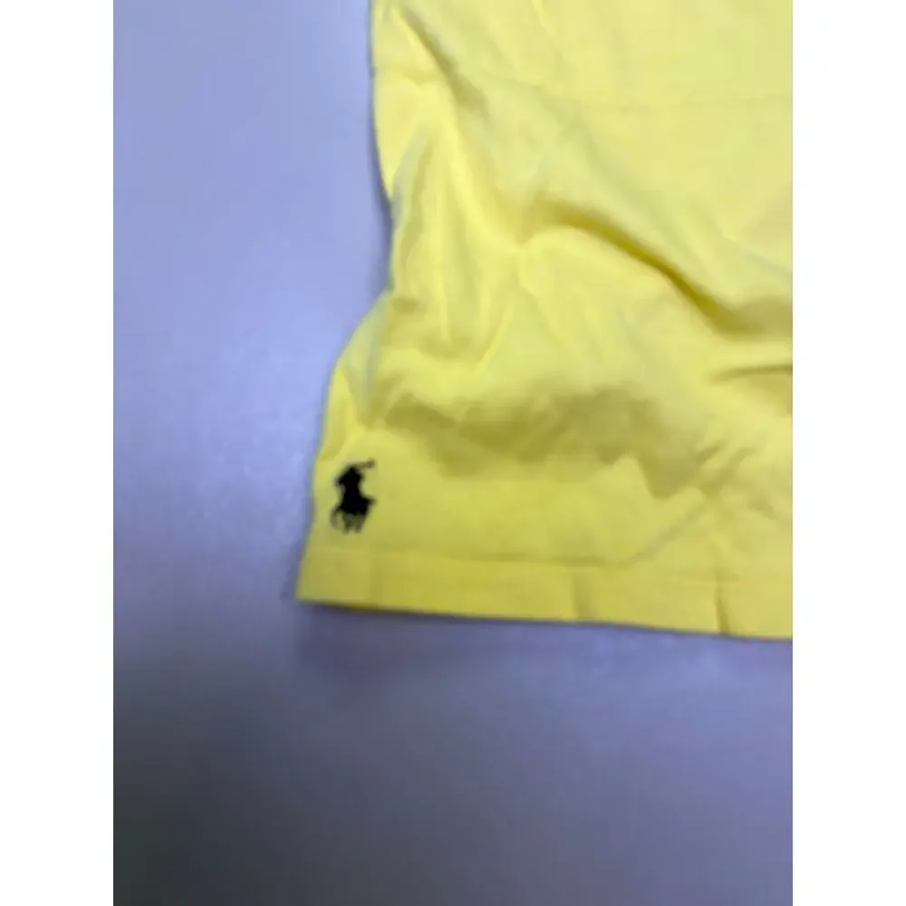 Ralph Lauren Girls Yellow Tank Top 3/3T Navy Trim Ruffle Pony Logo EUC